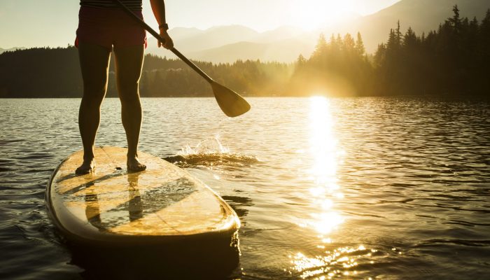 Paddleboarding on Alta Lake, Whistler.