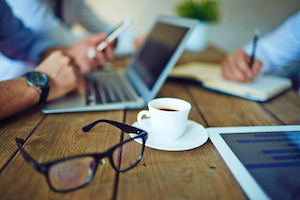 Coffee and eyeglasses